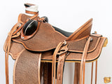 Western Horse Saddle American Leather Wade Ranch Roping Basketweave Brown Hilason