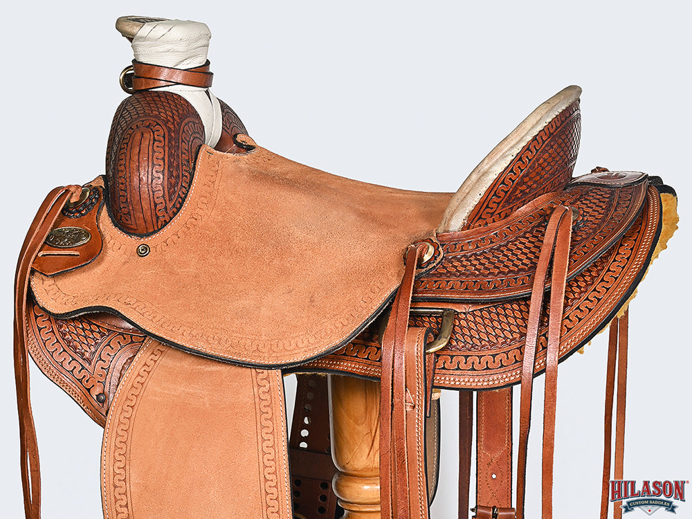Western Horse Basketweave Saddle American Leather Wade Ranch Roping Brown Hilason