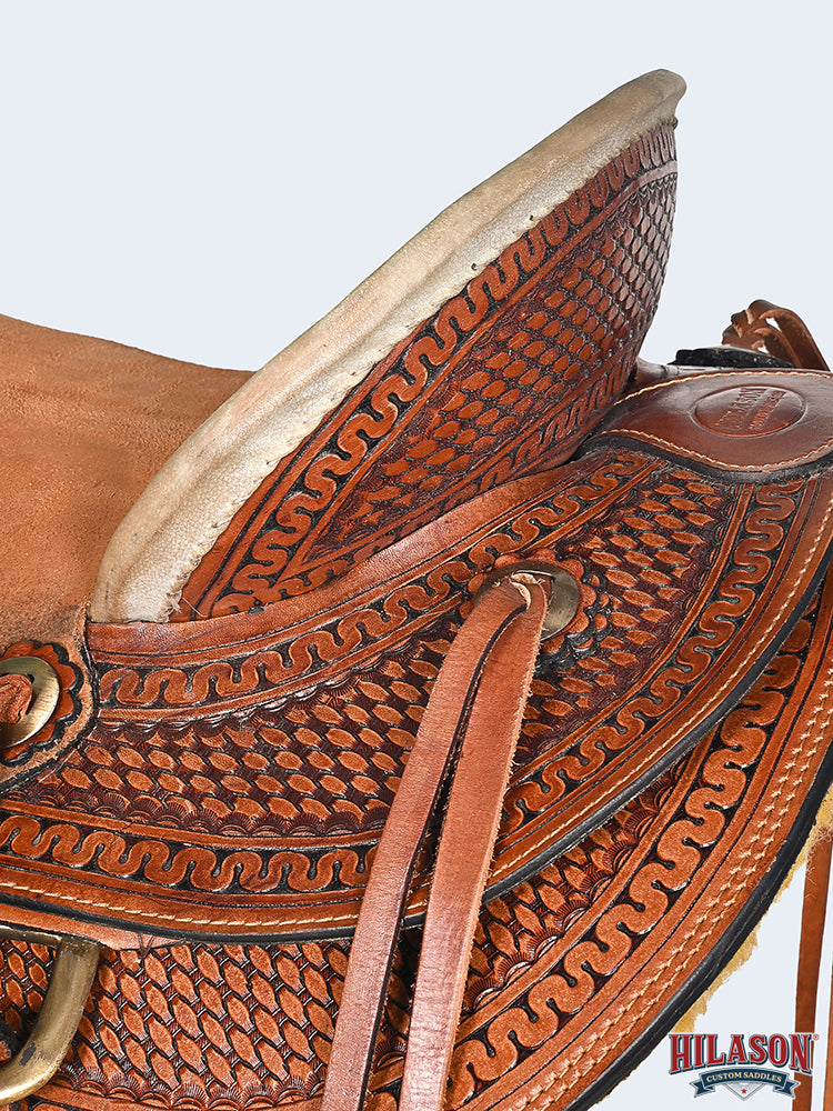 Western Horse Basketweave Saddle American Leather Wade Ranch Roping Brown Hilason