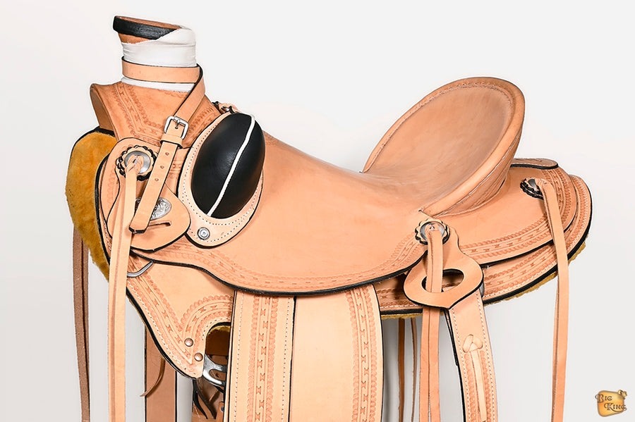 HILASON Western Horse Saddle American Leather Wade Ranch Roping Tan | Hand Tooled & For Horses