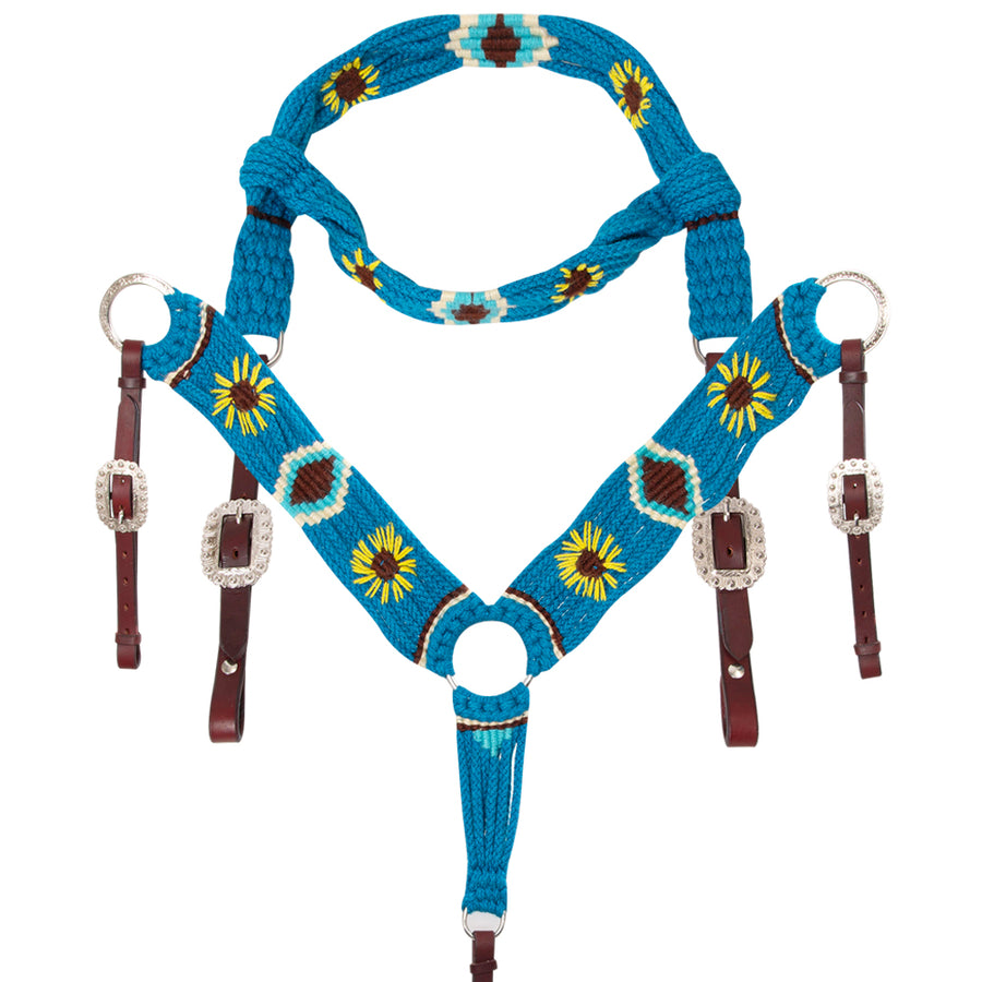 Hilason Horse 100% Wool Headstall Breast Collar Tack Woven Blue - Uhorse