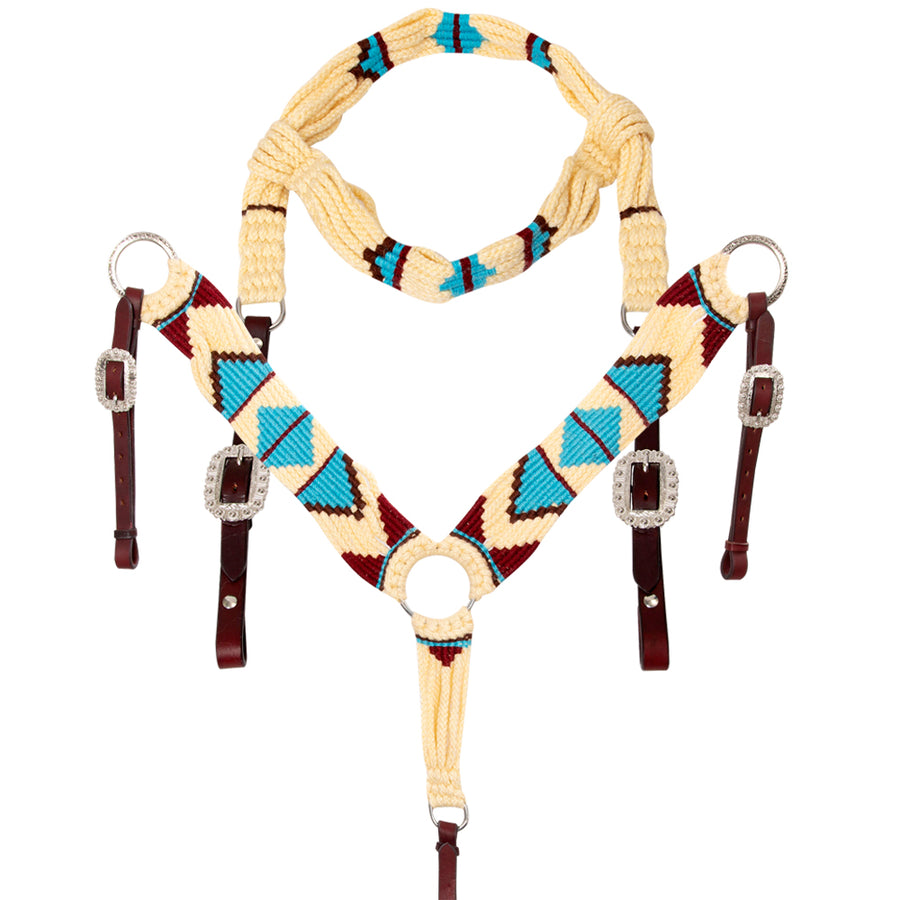 Hilason Horse 100% Wool Headstall Breast Collar Tack Woven Off White - Uhorse