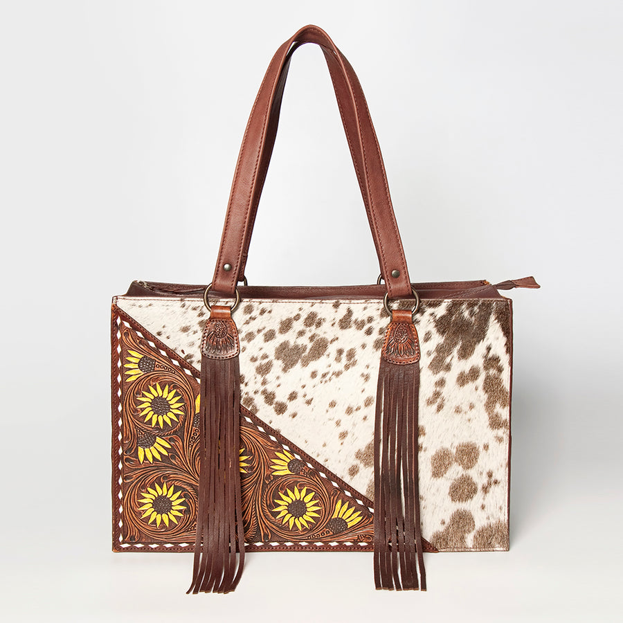 American Darling Tote Hand Tooled Hair on Genuine Leather Western Women Bag Handbag Purse | Travel Bags College Casual