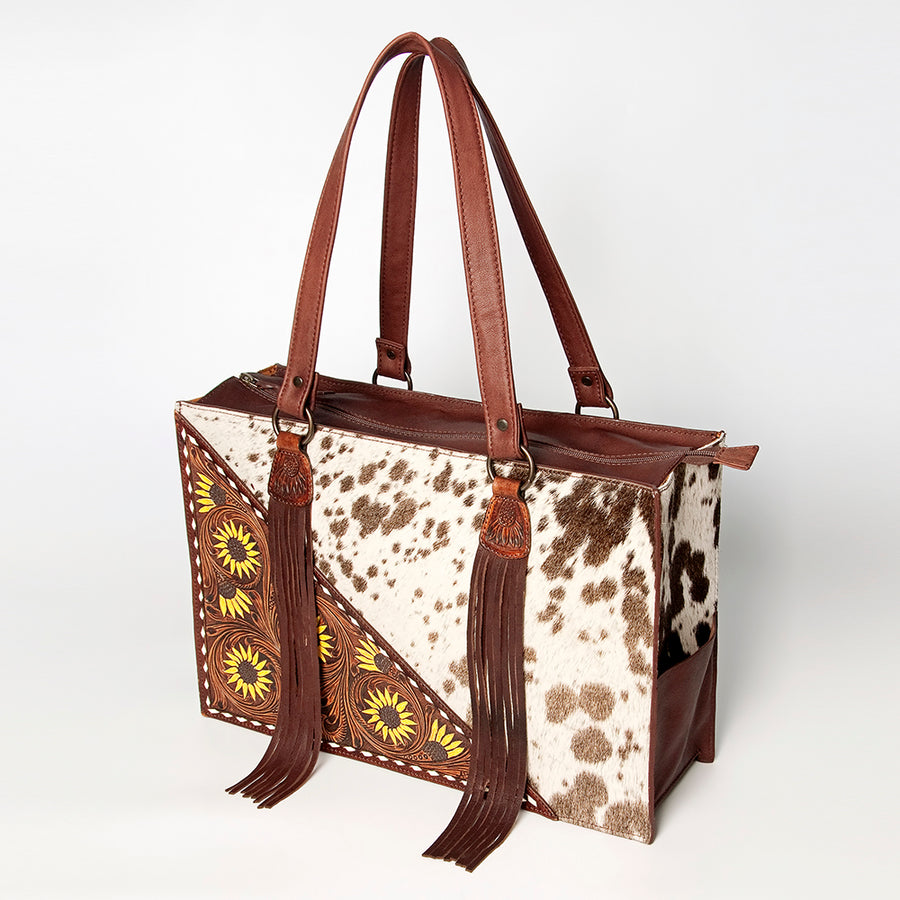 American Darling Tote Hand Tooled Hair on Genuine Leather Western Women Bag Handbag Purse | Travel Bags College Casual