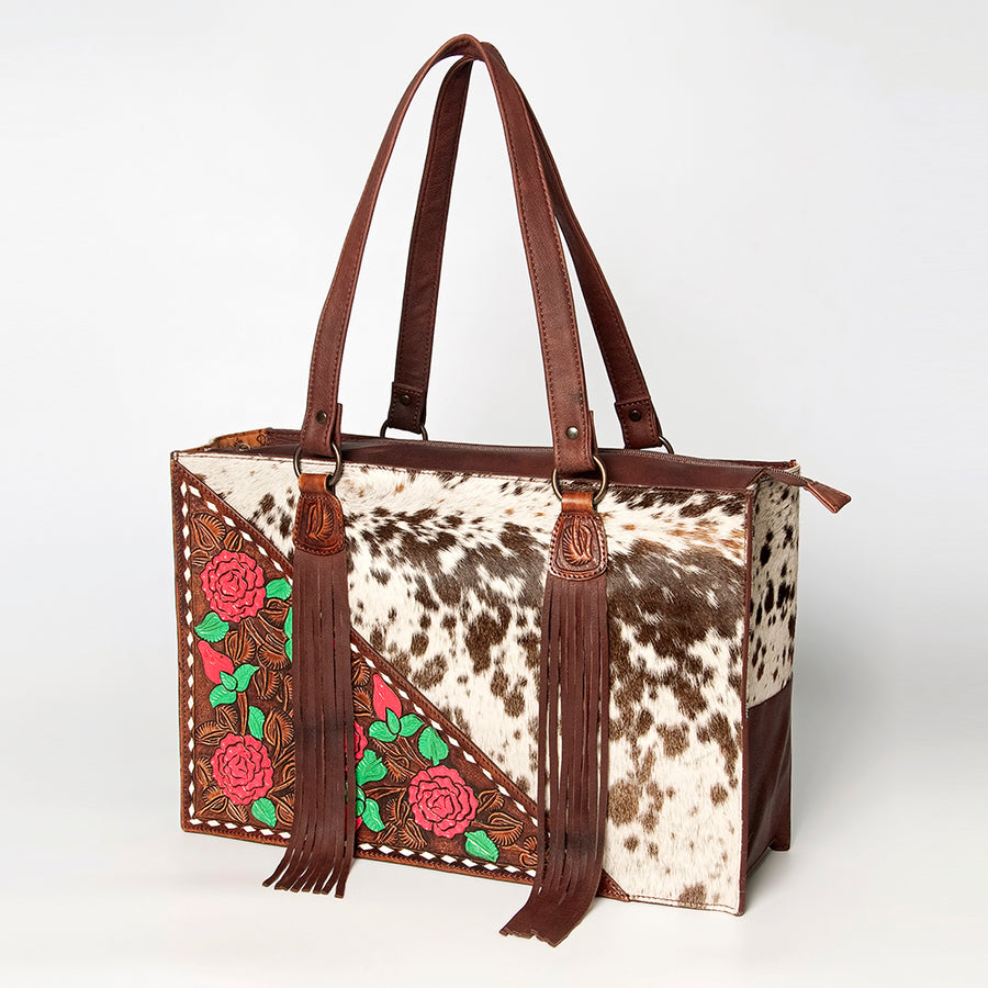 American Darling Tote Hand Tooled Hair on Genuine Leather Western Women Bag Handbag Purse | Travel Bags College - Uhorse