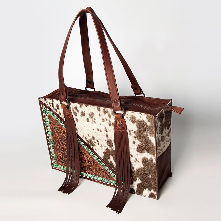 American Darling Tote Hand Tooled Hair on Genuine Leather Western Women Bag Handbag Purse | Travel Bags College Casual