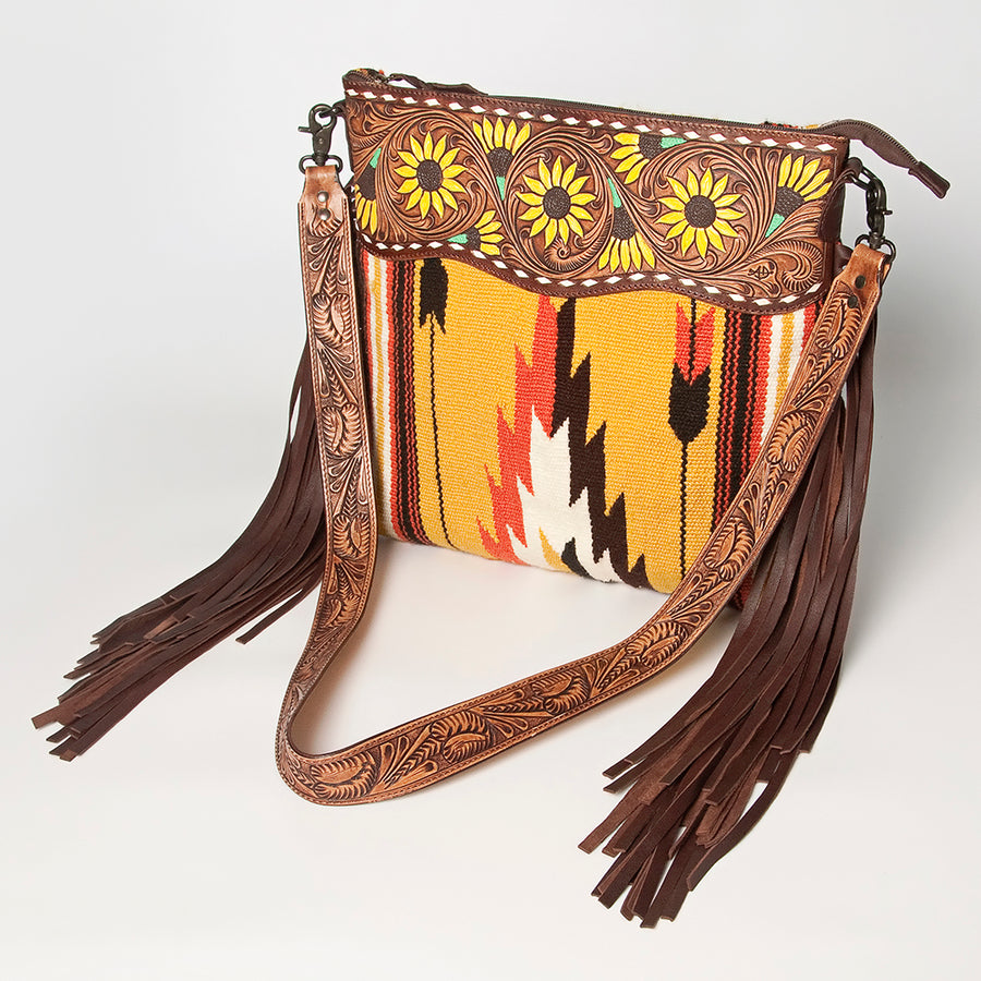 American Darling Signature Crossbody Hand Tooled Saddle Blanket Genuine Leather Women Bag Western Handbag Purse - Uhorse