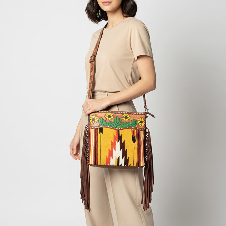 American Darling Signature Crossbody Hand Tooled Saddle Blanket Genuine Leather women bag western handbag purse