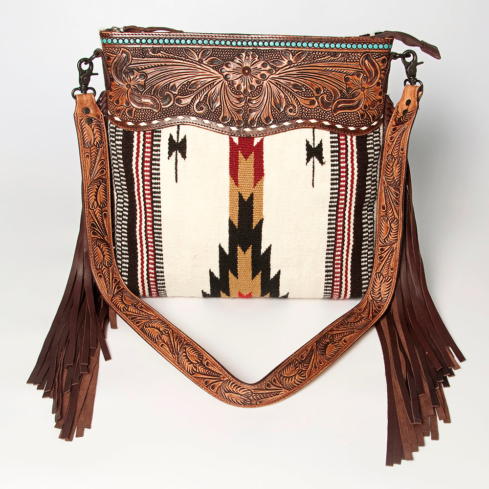 American Darling Signature Crossbody Hand Tooled Saddle Blanket Genuine Leather Western Women Bag Handbag Purse | for Cute