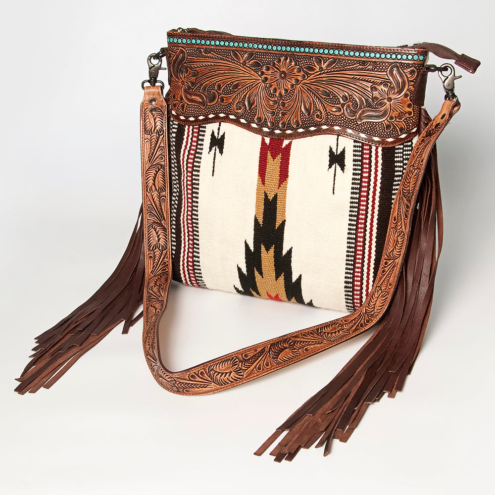 American Darling Signature Crossbody Hand Tooled Saddle Blanket Genuine Leather Western Women Bag Handbag Purse | for Cute