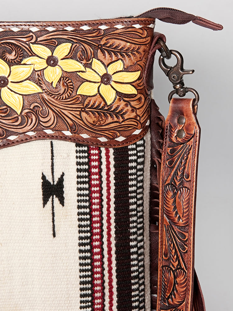 American Darling Signature Crossbody Hand Tooled Saddle Blanket Genuine Leather Western Women Bag Handbag Purse | for Cute