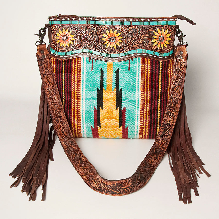 American Darling Signature Crossbody Hand Tooled Saddle Blanket Genuine Leather Western Women Bag Handbag Purse | for Cute