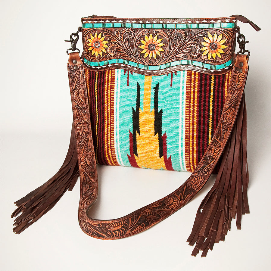 American Darling Signature Crossbody Hand Tooled Saddle Blanket Genuine Leather Western Women Bag Handbag Purse - Uhorse