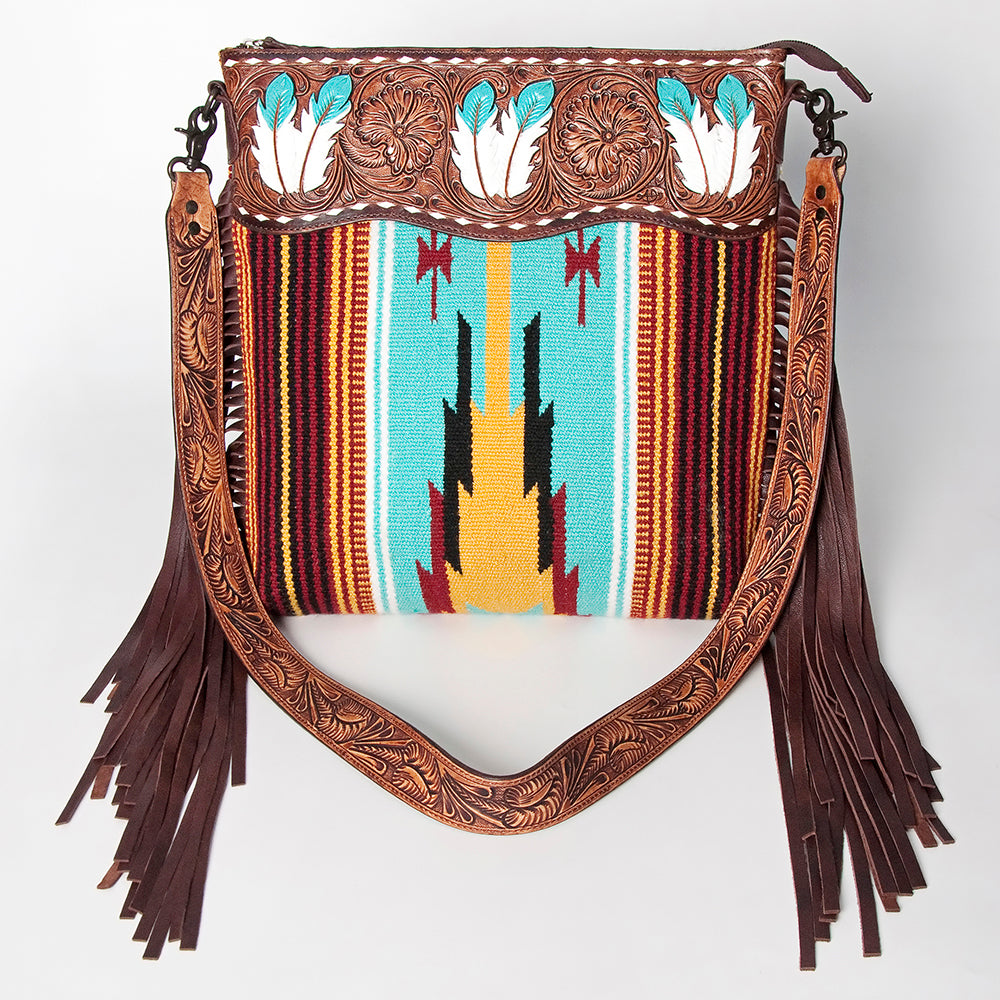 American Darling Signature Crossbody Hand Tooled Saddle Blanket Genuine Leather Western Women Bag Handbag Purse | for Cute