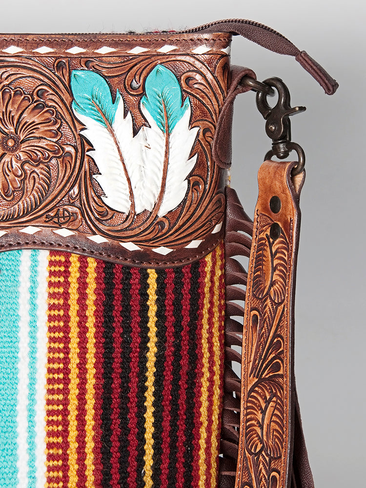 American Darling Signature Crossbody Hand Tooled Saddle Blanket Genuine Leather Western Women Bag Handbag Purse | for Cute