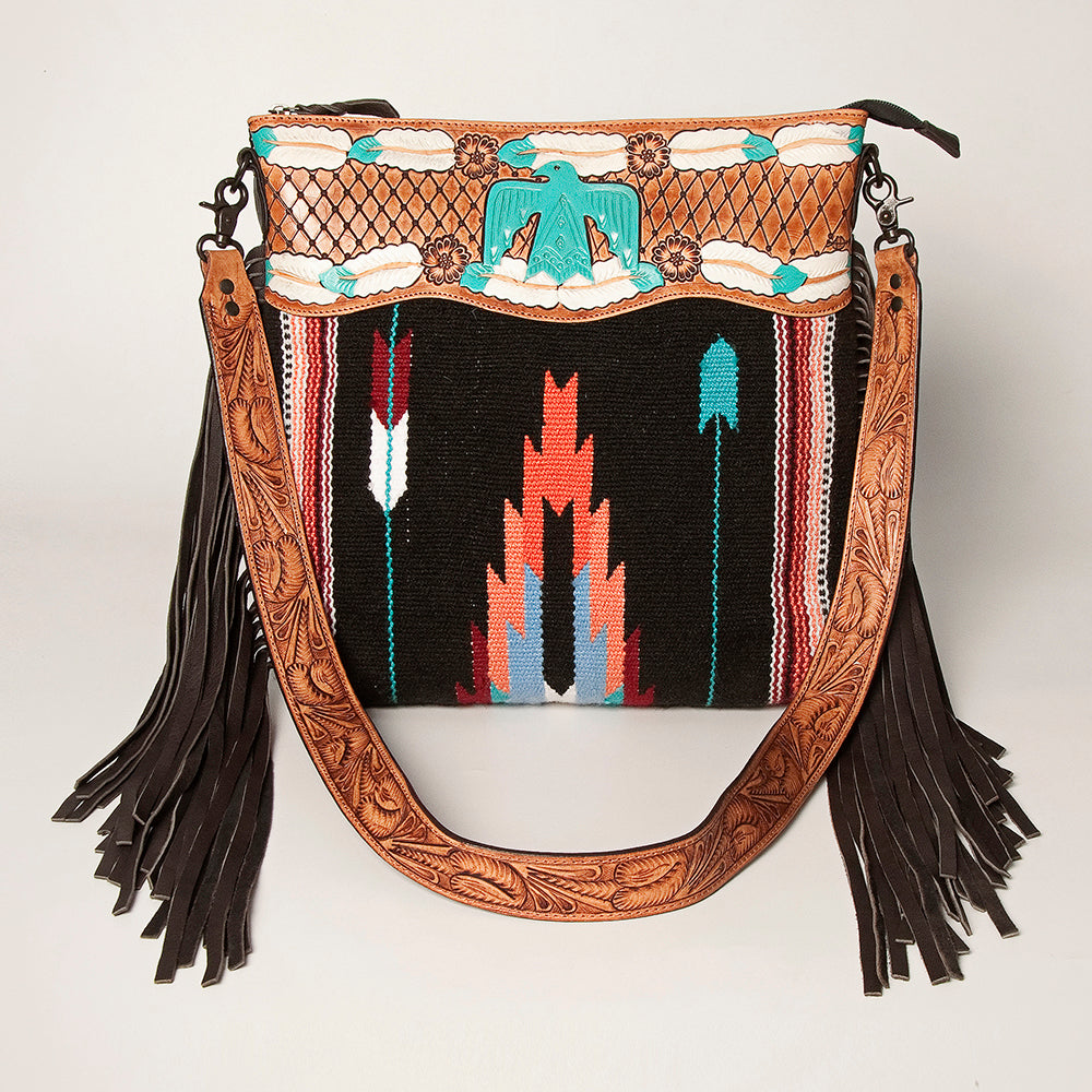 American Darling Signature Crossbody Hand Tooled Saddle Blanket Genuine Leather Western Women Bag Handbag Purse | for Cute