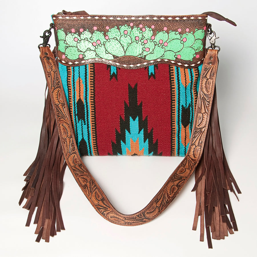 American Darling Signature Crossbody Hand Tooled Saddle Blanket Genuine Leather Western Women Bag Handbag Purse | for Cute