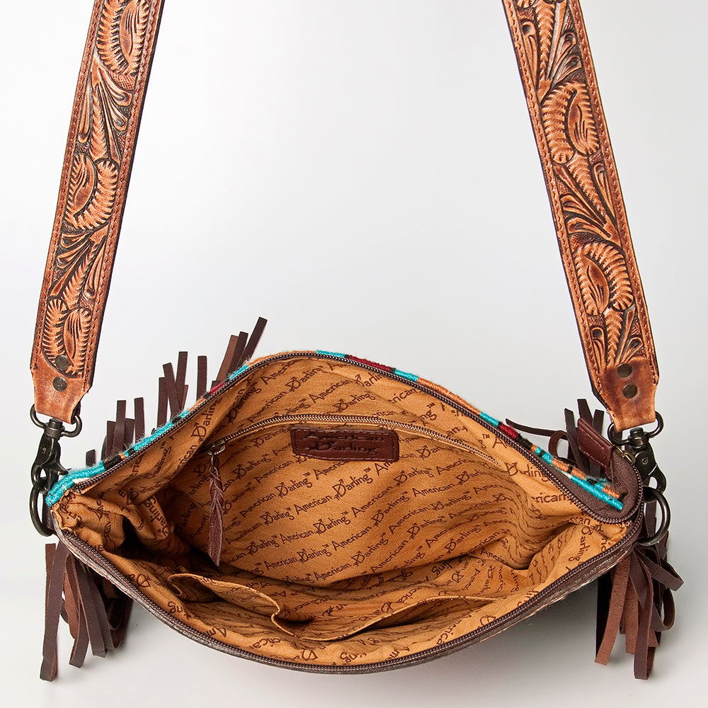 American Darling Signature Crossbody Hand Tooled Saddle Blanket Genuine Leather Western Women Bag Handbag Purse | for Cute