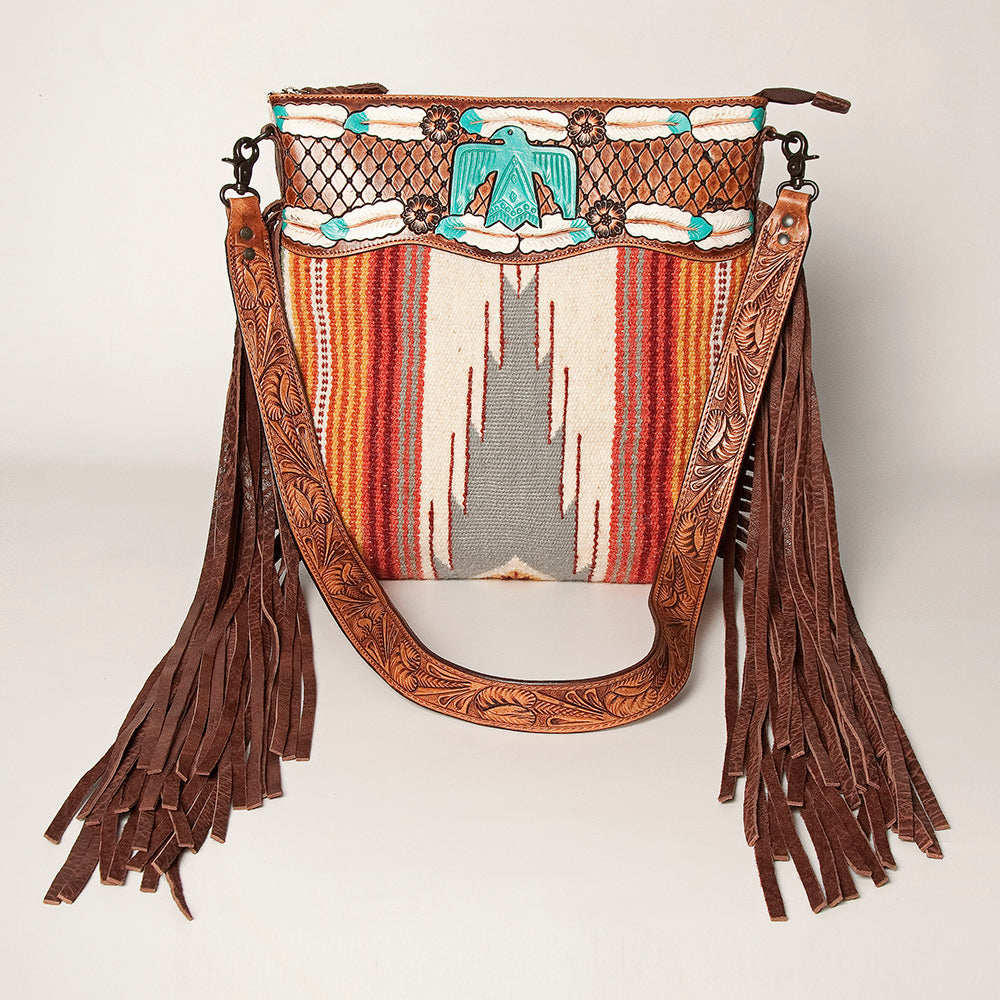 American Darling Signature Crossbody Hand Tooled Saddle Blanket Genuine Leather Western Women Bag Handbag Purse | for Cute