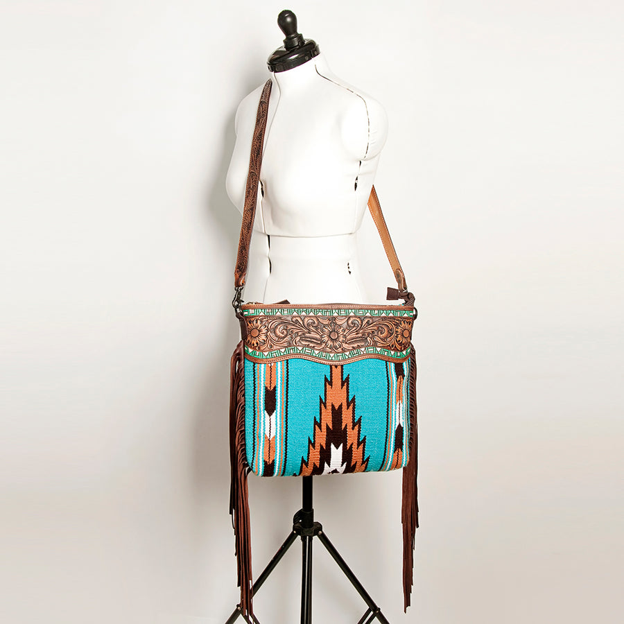 American Darling Signature Crossbody Hand Tooled Saddle Blanket Genuine Leather Western Women Bag Handbag Purse | for Cute