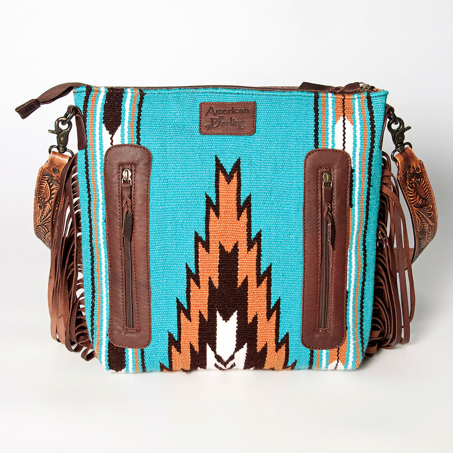 American Darling Signature Crossbody Hand Tooled Saddle Blanket Genuine Leather Western Women Bag Handbag Purse | for Cute