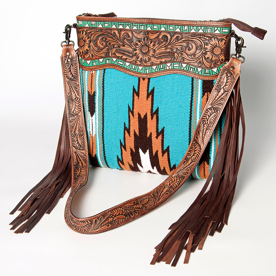 American Darling Signature Crossbody Hand Tooled Saddle Blanket Genuine Leather Western Women Bag Handbag Purse - Uhorse
