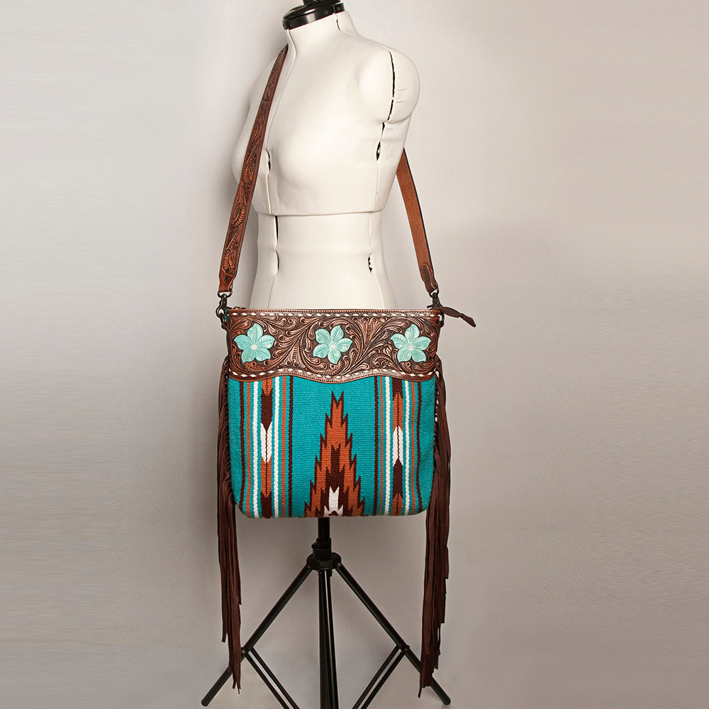 American Darling Signature Crossbody Hand Tooled Saddle Blanket Genuine Leather Western Women Bag Handbag Purse | for Cute