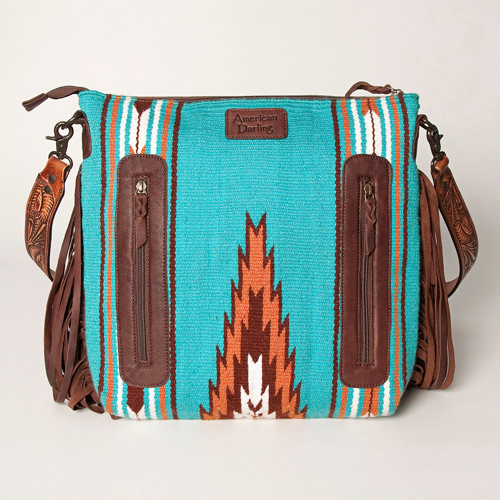 American Darling Signature Crossbody Hand Tooled Saddle Blanket Genuine Leather Western Women Bag Handbag Purse | for Cute