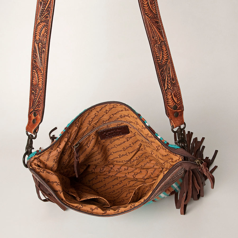 American Darling Signature Crossbody Hand Tooled Saddle Blanket Genuine Leather Western Women Bag Handbag Purse | for Cute