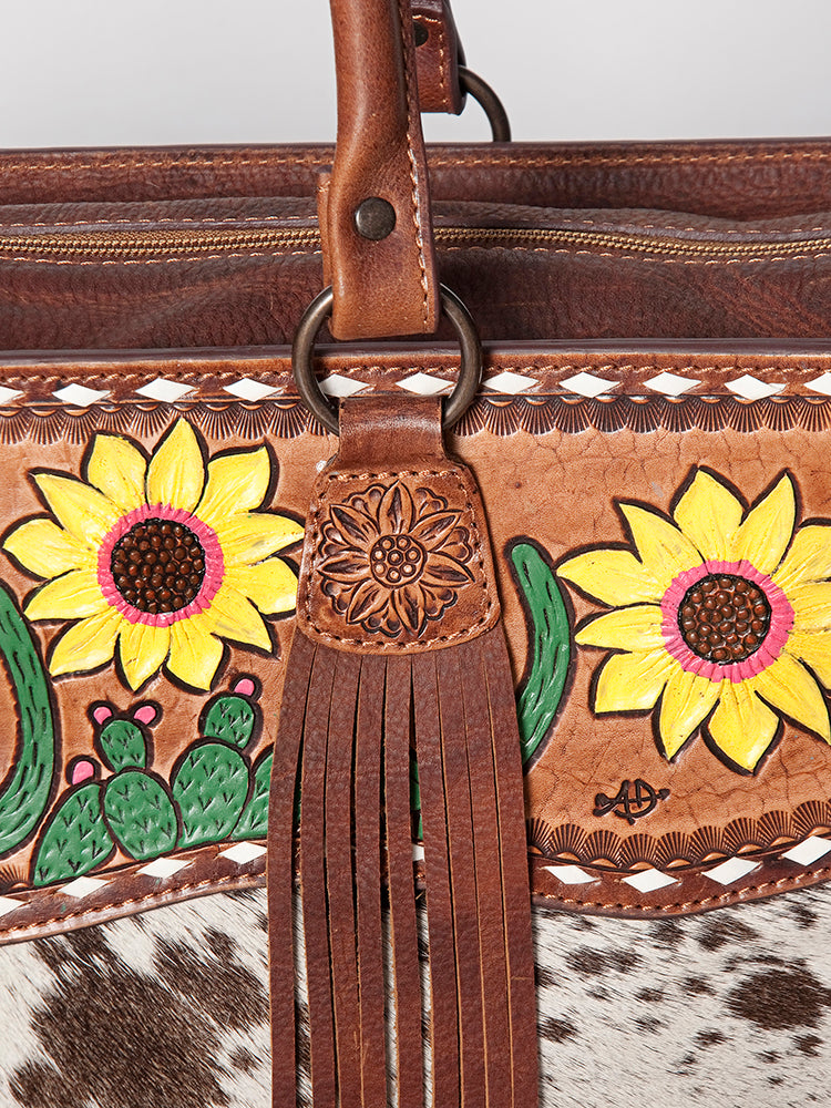 American Darling Tote Hand Tooled Hair on Genuine Leather Western Women Bag Handbag Purse | Travel Bags College Casual