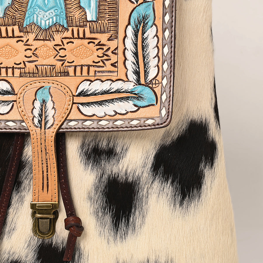 American Darling Backpack Hand Tooled Hair on Genuine Leather Western Women Bag | for Laptop School Purse Travel