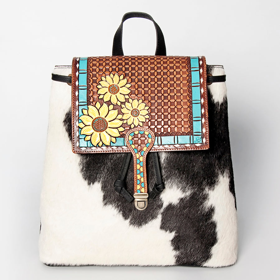 American Darling Backpack Hand Tooled Hair on Genuine Leather Western Women Bag | for Laptop School Purse Travel