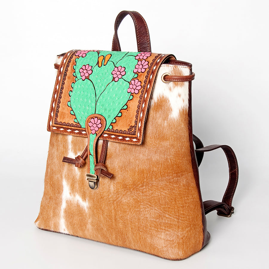 American Darling Backpack Hand Tooled Hair on Genuine Leather Western Women Bag | for Laptop School Purse Travel - Uhorse