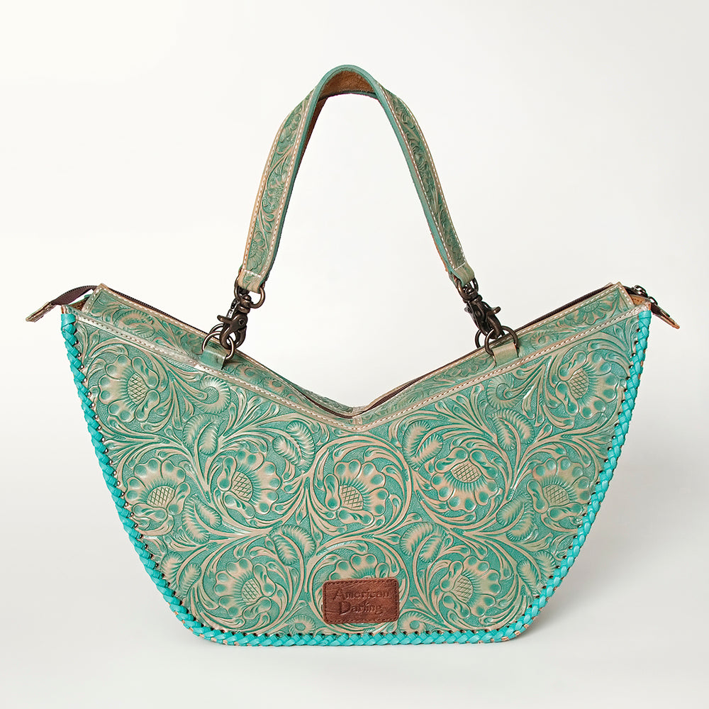 American Darling Tote Hand Tooled Genuine Leather Western Women Bag Handbag Purse | White Travel Bags College Casual