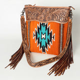American Darling Cross Body Hand Tooled Saddle Blanket Genuine Leather Western Women Bag Handbag Purse | Crossbody for Cute