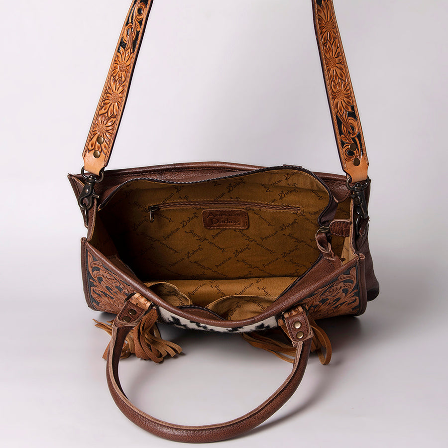 American Darling Briefcase Hand Tooled Hair On Genuine Leather Western Women Bag Handbag | for Cute Laptop