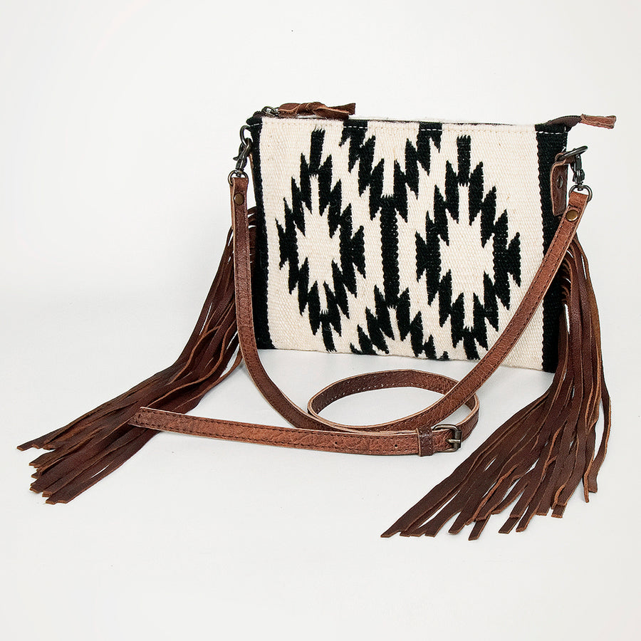 American Darling Handcrafted Western Cross body Bag with Saddle Blanket and Fringes - Uhorse