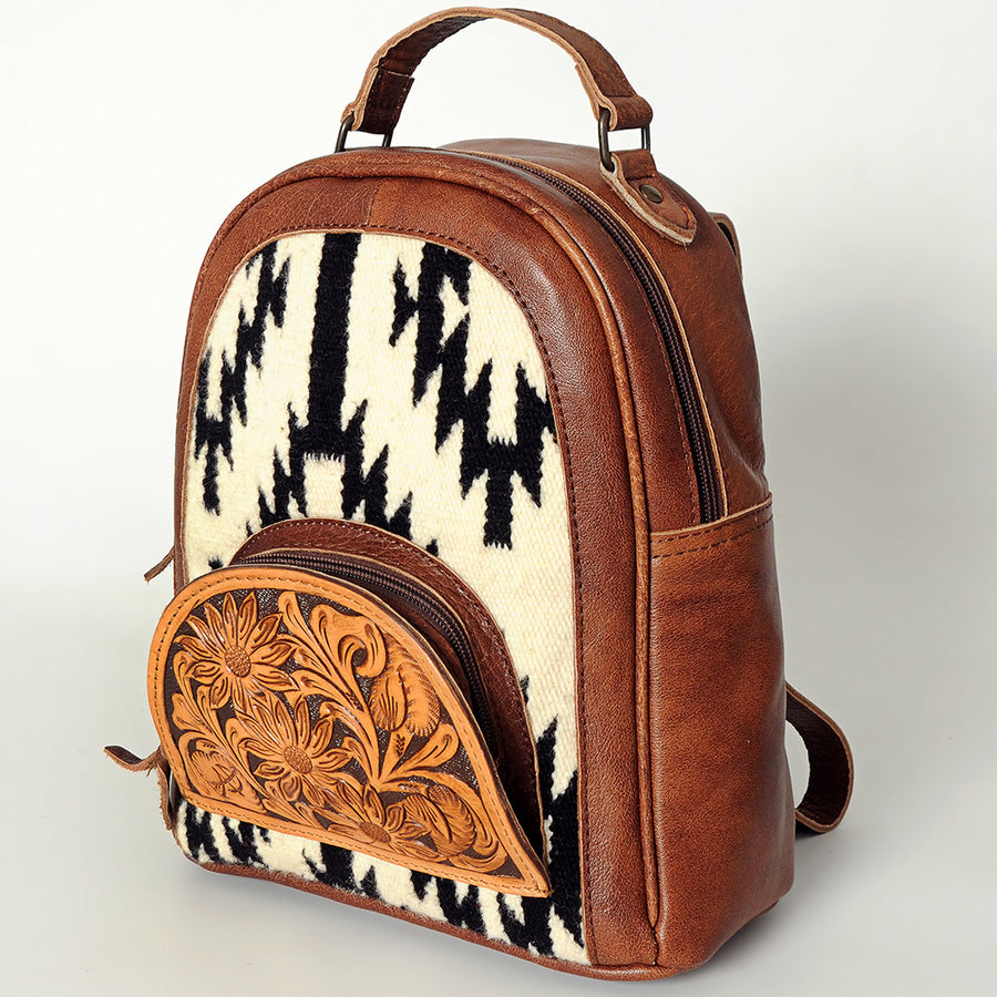American Darling Backpack Hand Tooled Saddle Blanket Genuine Leather Western Women Bag | for Laptop School Purse - Uhorse