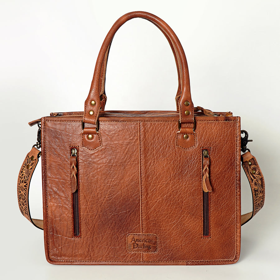 American Darling Briefcase Hand Tooled Hair On Genuine Leather Western Women Bag Handbag | for Cute Laptop