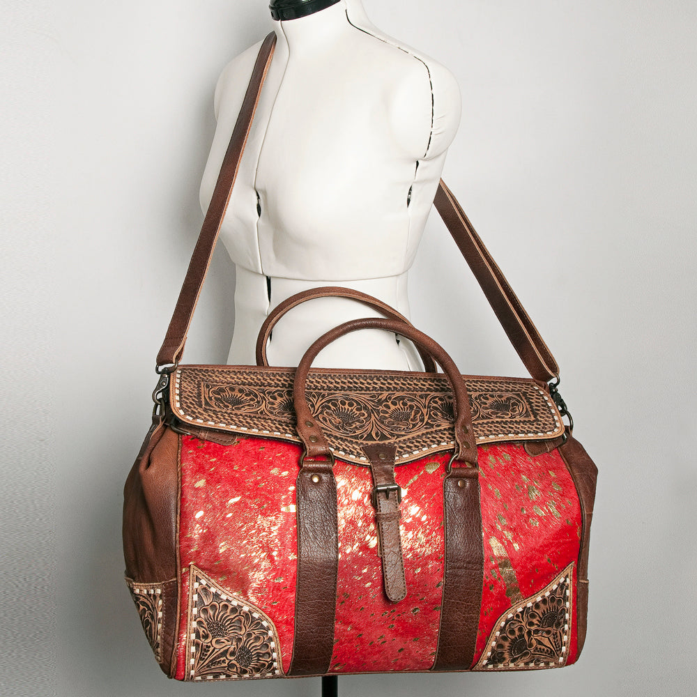 American Darling Duffel Saddle Blanket Hand Tooled Genuine Leather Western Women Bag | Handbag Duffle Weekend Travel Bags for