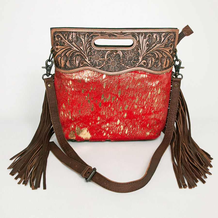 American Darling Clutch Hand Tooled Saddle Blanket Fabric Genuine Leather Western Women Bag Handbag Purse | Purses for Cute