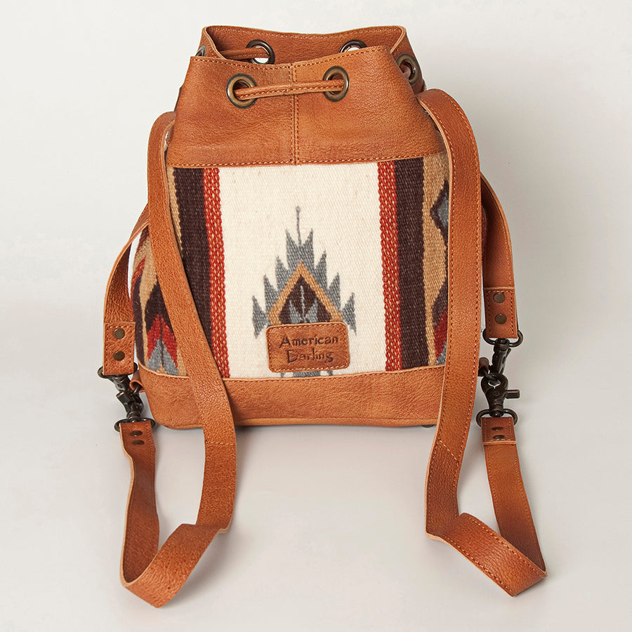 American Darling Bucket Bag for Women, Hand Tooled Floral Leather, Hand-Woven Saddle Blanket, Western Style Genuine Leather