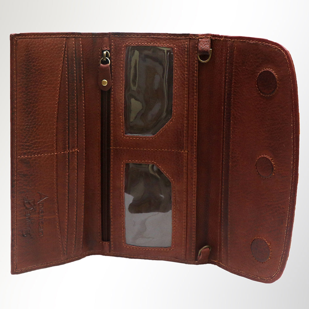 American Darling Wallet Hair on Full Grain Genuine Leather Western Women Bag | Handbag Purse Travel Clutch