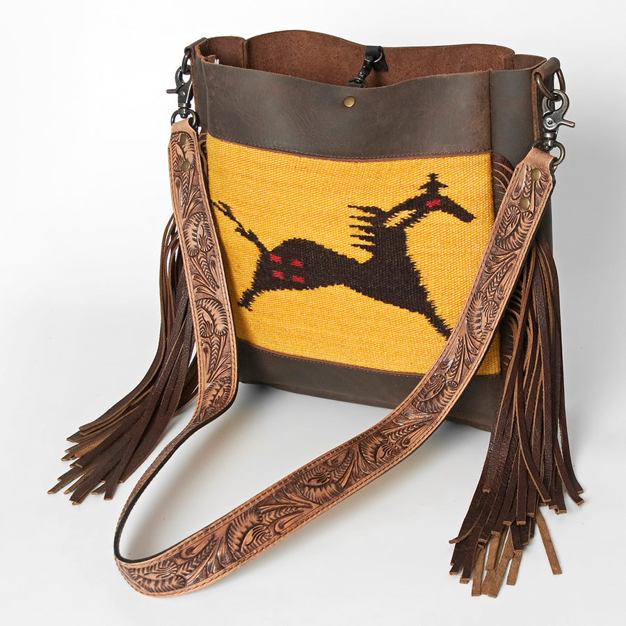 American Darling Hand Tooled Floral and Saddle Blanket Western Messenger Bag - Uhorse
