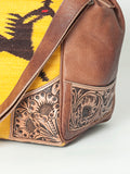 American Darling Duffel Saddle Blanket Hand Tooled Genuine Leather Western Women Bag | Handbag Duffle Weekend Travel Bags for