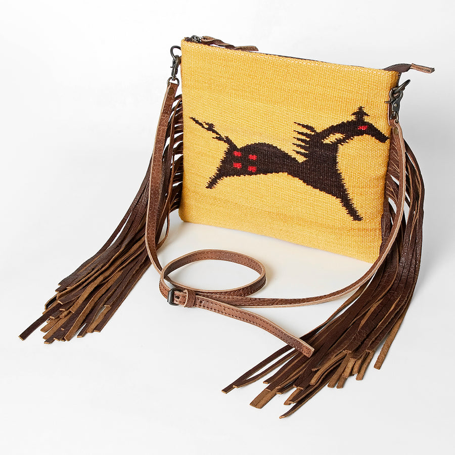 American Darling Handcrafted Western Cross body Bag with Saddle Blanket and Fringes - Uhorse