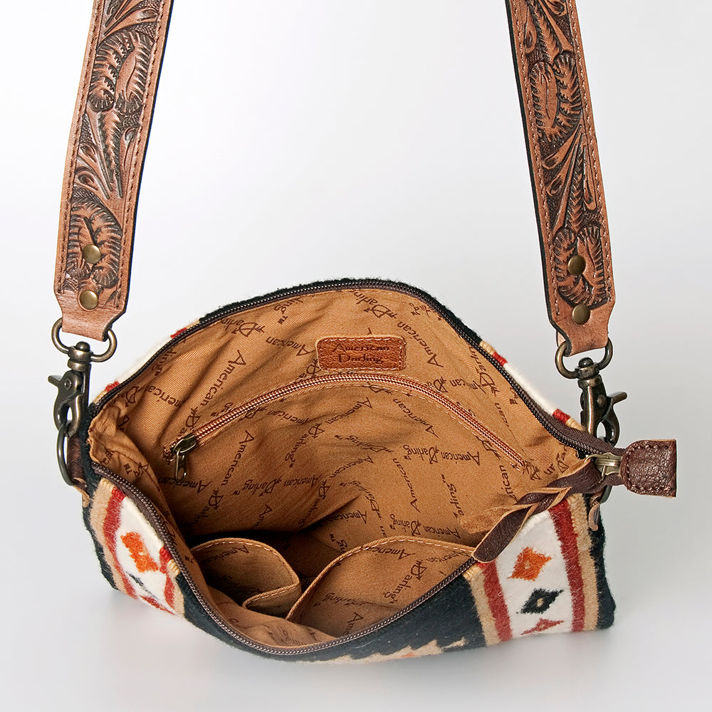 American Darling Cross Body Hand Tooled Saddle Blanket Hair On Genuine Leather Western Women Bag Handbag Purse Crossbody Cute