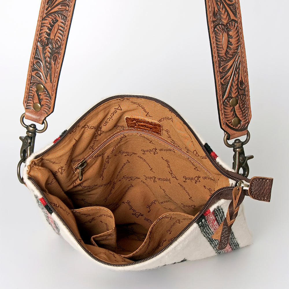American Darling Cross Body Hand Tooled Saddle Blanket Hair On Genuine Leather Western Women Bag Handbag Purse Crossbody Cute