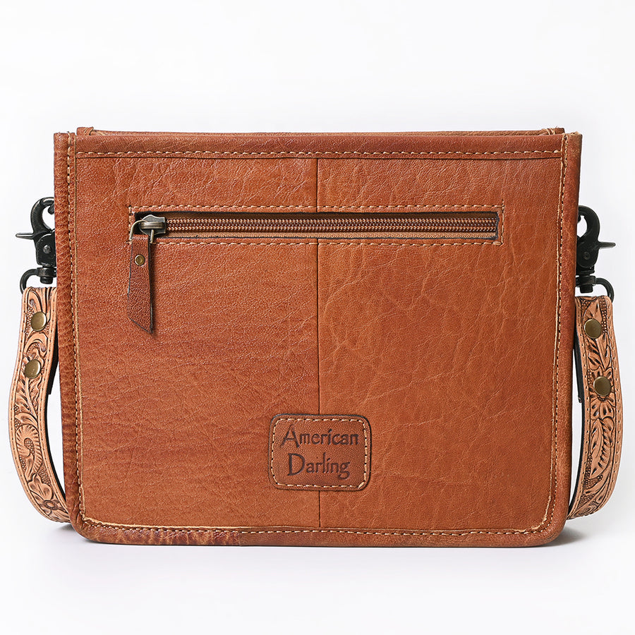 American Darling Messenger Bag Handcrafted from Hand Tooled Floral Carved Genuine Leather with Fringes and YKK Zipper