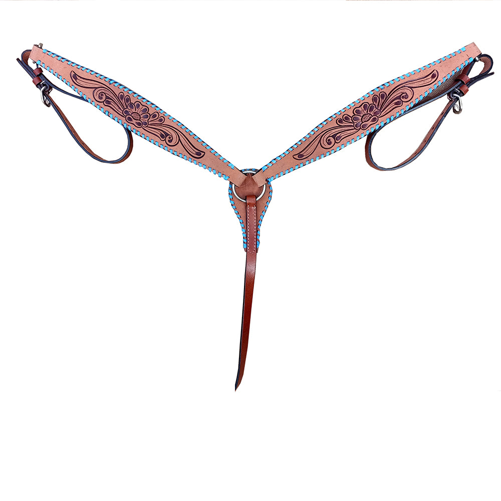 COMFYTACK Floral Hand Tooled Western Horse Breast Collar Tan